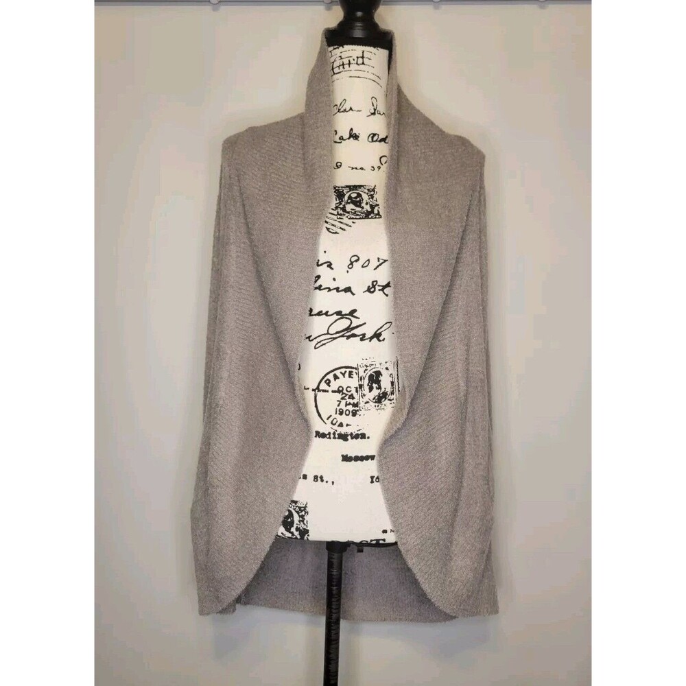 Barefoot Dreams CozyChic Lite Circle Cardigan Womens SM Gray Pockets Soft